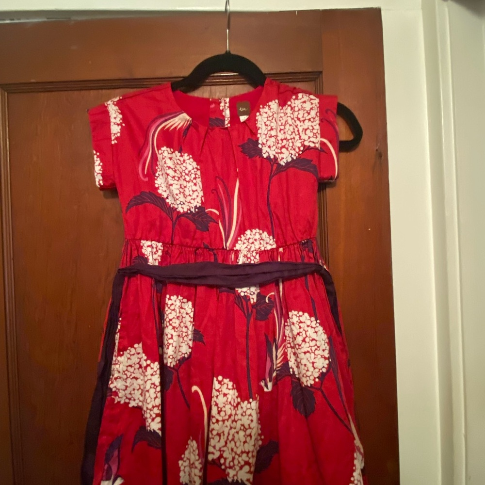 Tea Collection Red and White Floral Kids Dress